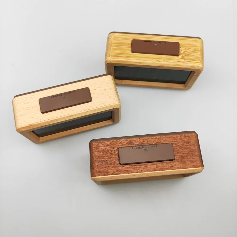 

Solid Wood Table Clock Desktop Alarm Clock Room Living Room Decoration Electronic Clock Fashion Electronic Office Desk Clock