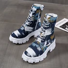 Ковбойские мотоциклетные ботинки, женские осенние женские повседневные туфли на толстой подошве, женские ботильоны в стиле панк на шнуровке и платформе