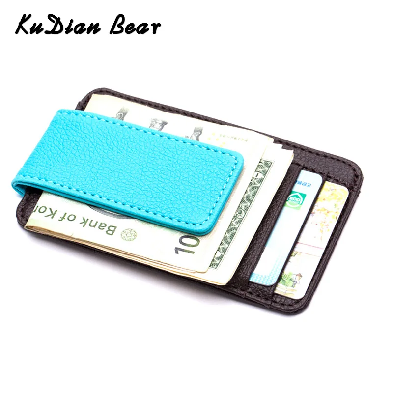 

KUDIAN BEAR, мужской тонкий кошелек с зажимом для денег, с карманом для монет, магнитный, из искусственной кожи, для женщин и мужчин, держатель для ...