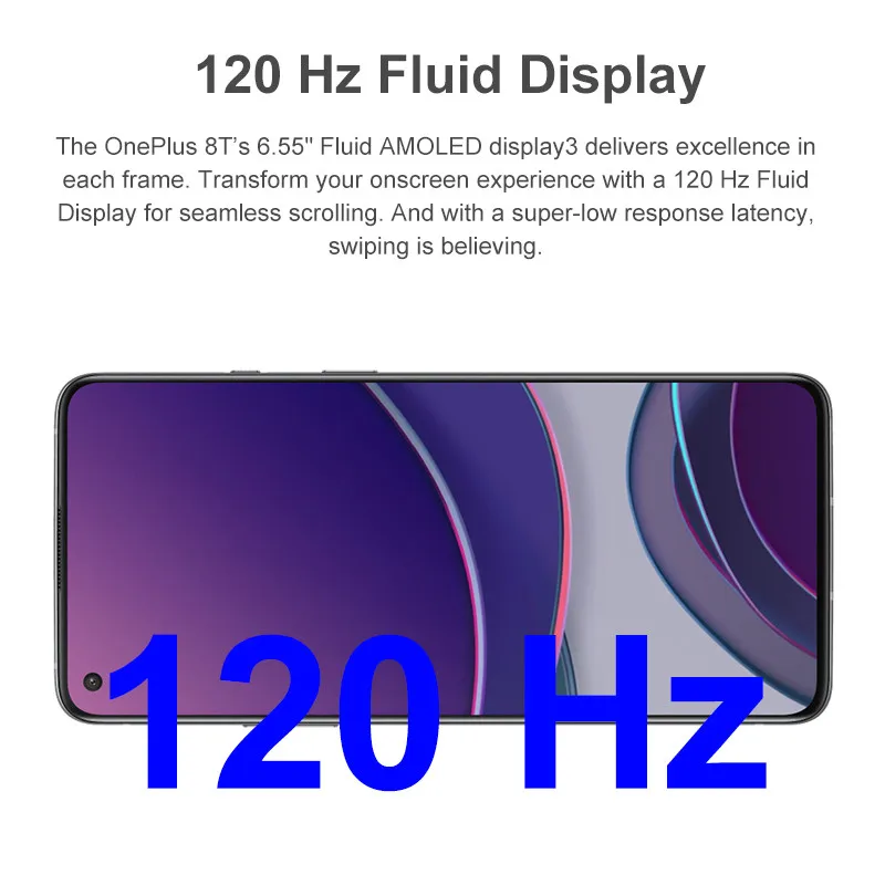 Глобальная версия OnePlus 8 T ГБ 128 Дисплей 6 55 &quot120 Гц Snarpdragon 865 смартфон Warp заряд 65