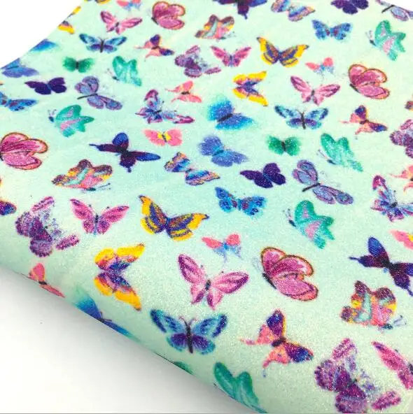butterfly blue 20*30 см Радужный Блеск Русалка искусственной искусственная кожа бант для волос сумки лоскутное шитье материалы для ручных поделок - Цвет: butterfly blue