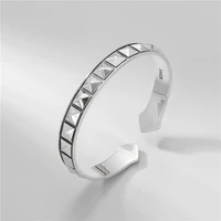 real s925 sterling silver cuff bracelet women diamond carving fashion bracelet minimalist creative jewelry accessories