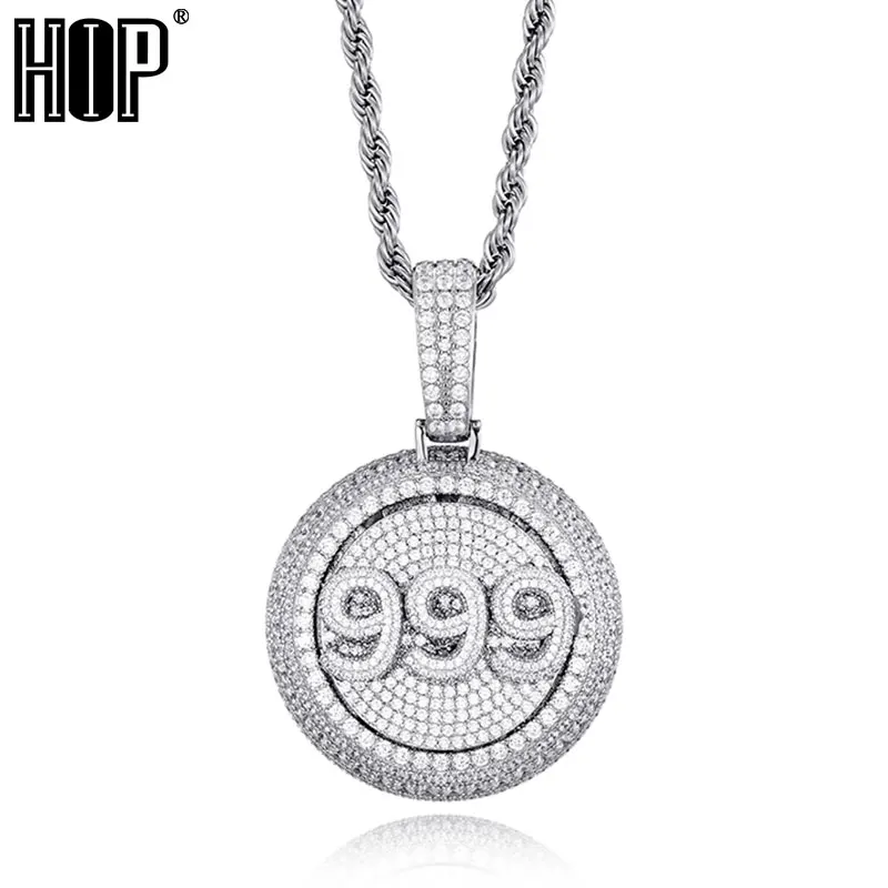 

Hip Hop Rotatable Custom letters Numbers Iced Out Bling Cubic Zircon AAA+ CZ Necklaces & Pendants For Men Jewelry Solid Back