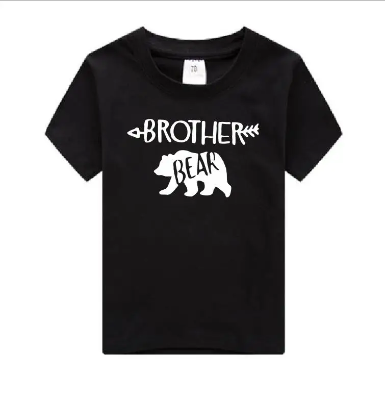 black KIDS BROTHER Одинаковые футболки для всей семьи с изображением медведя, мамы, медведя, папы, медведя, футболки, повседневные футболки с короткими рукавами для маленьких девочек, хлопковые футболки, Прямая поставка - Цвет: black KIDS BROTHER