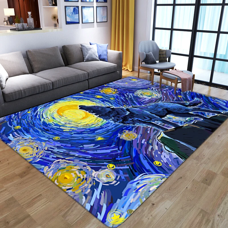 3D мультяшный волк печатный ковер детский игровой коврик мягкие фланелевые