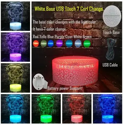 USB Touch 7 Color Романтический 3D светодиодный светильник с надписью «I LOVE YOU», лампа RGB, ночник, светильник для мальчика, поцелуя, девочки, стол для спальни, Декор, Подарочная бутафория для любимой девушки - Испускаемый цвет: USB Touch 7 Color