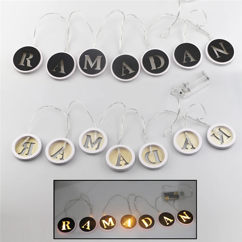 

Eid Mubarak Hanging Pendant Ornament Glowing Ramadan Kareem String lights Islam Muslim Home Decoration DIY Craft Party Supplies