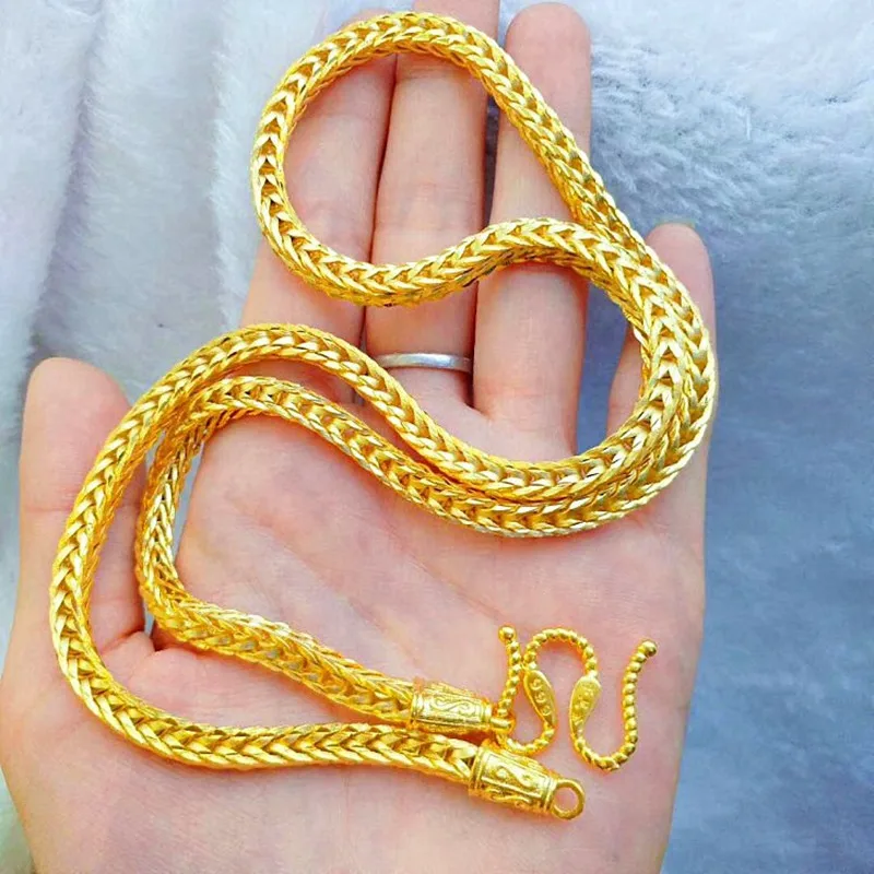 

Fashion Men's Necklace for Wedding Engagement Anniversary Fine Jewelry 18K Gold Square Snake Chain Necklace Gift