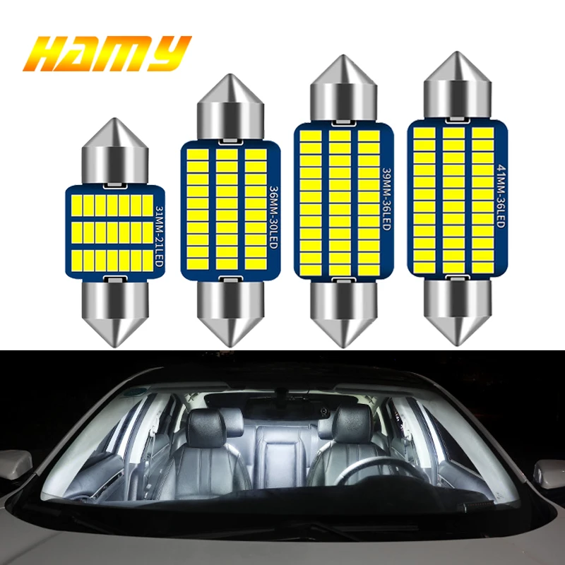 

1x Автомобильная светодиодная лампа внутреннего освещения C5W C10W Festoon 31 мм 36 мм 39 мм 41 мм светодиодный светильник Canbus без ошибок 3014 SMD 6500K белый ...