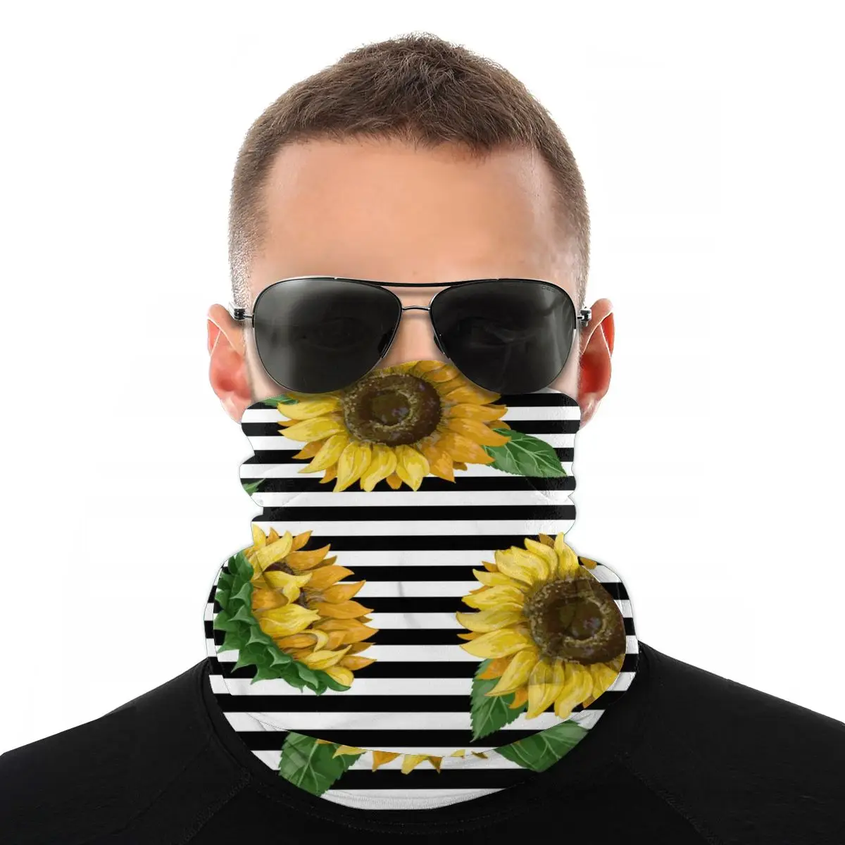 

Bandana Face Shield Tube Scarf Sunflowers On Ribbon Illustration Neck Breathable Headband Men 2020