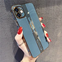 luxury stripe gold plated case for iphone 13 pro max 7 8 plus xr xs x silicone electroplate clear cover for iphone se 2020 cases