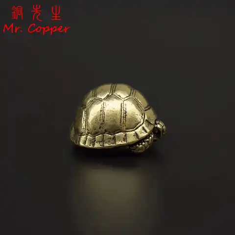 Статуэтки черепахи из твердой латуни в форме шара, винтажные металлические медные статуэтки черепахи, украшения для стола чайного питомца