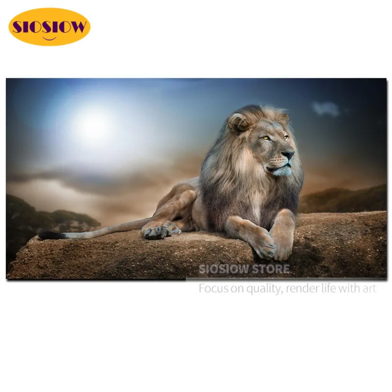 Животные 5D DIY алмазная живопись полный дрель квадратный Львы круглый Daimond мозаика
