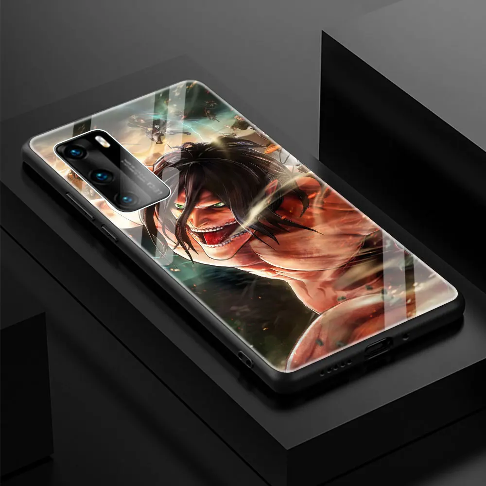 

Attack On Titan Soft Edge Phone Case Cover for Huawei P30 P20 P10 Lite P40 Pro P Smart Z 2021 Luxury Tempered Glass Shell