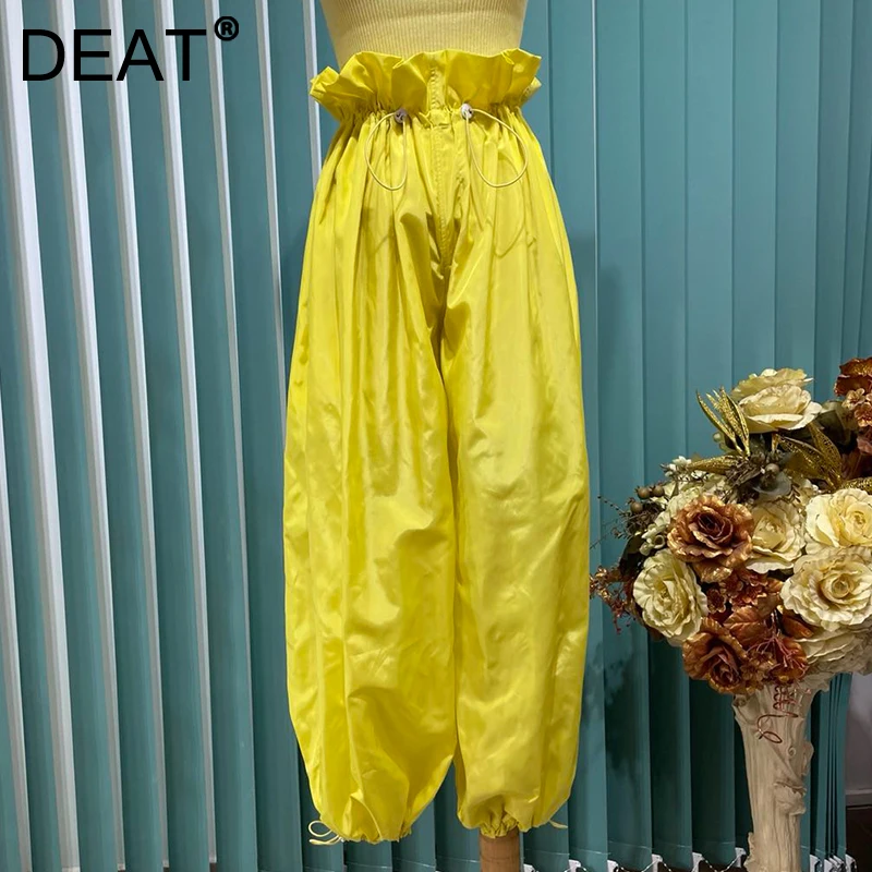 

DEAT 2021 Autumn And Winter Korean Fashion Solid Color Temperament Loose New Style Drawstring Casual Women's Pants 7C566