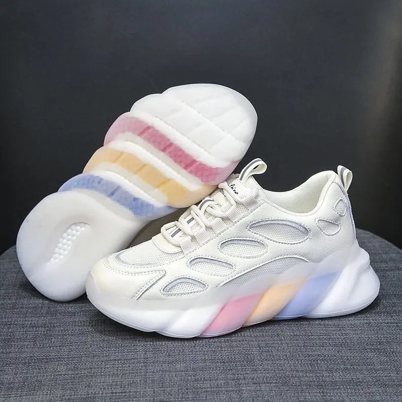 

Women Chunky Sneakers 2021 Summer New Brand Design Women's Casual Shoes Fashion Mixed Colors Ladies Cushion Rainbow Sport Shoes