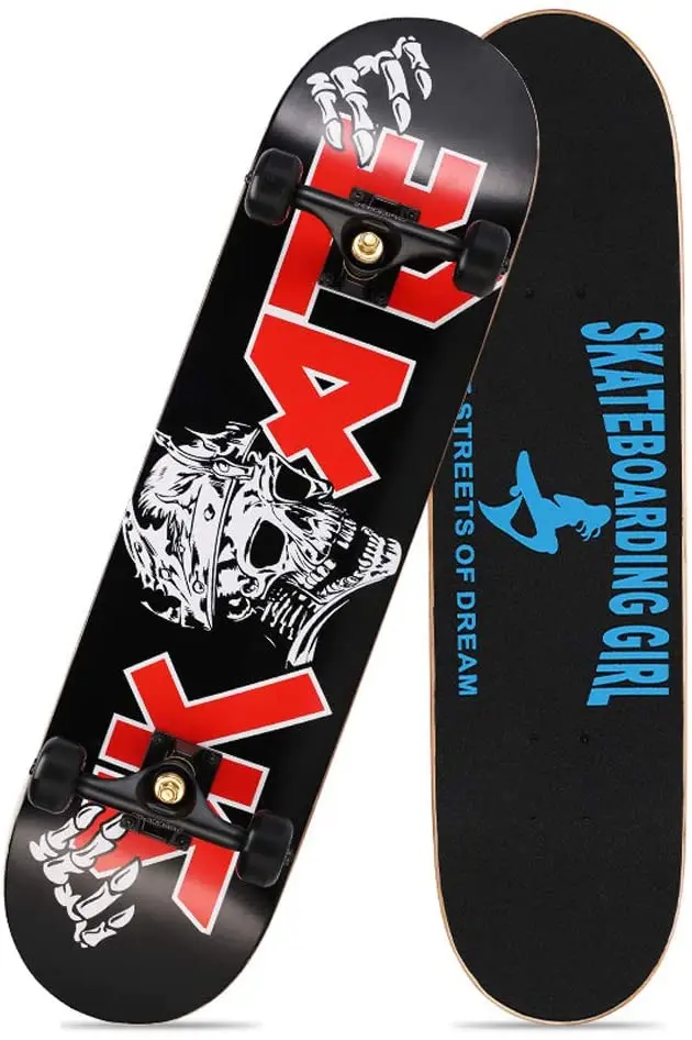 

Standard Skateboard 31"x 8" 7-Layer Maple Skateboard Professional Concave Design ABEC-11 Precision Bearings, Core Load 396 IB