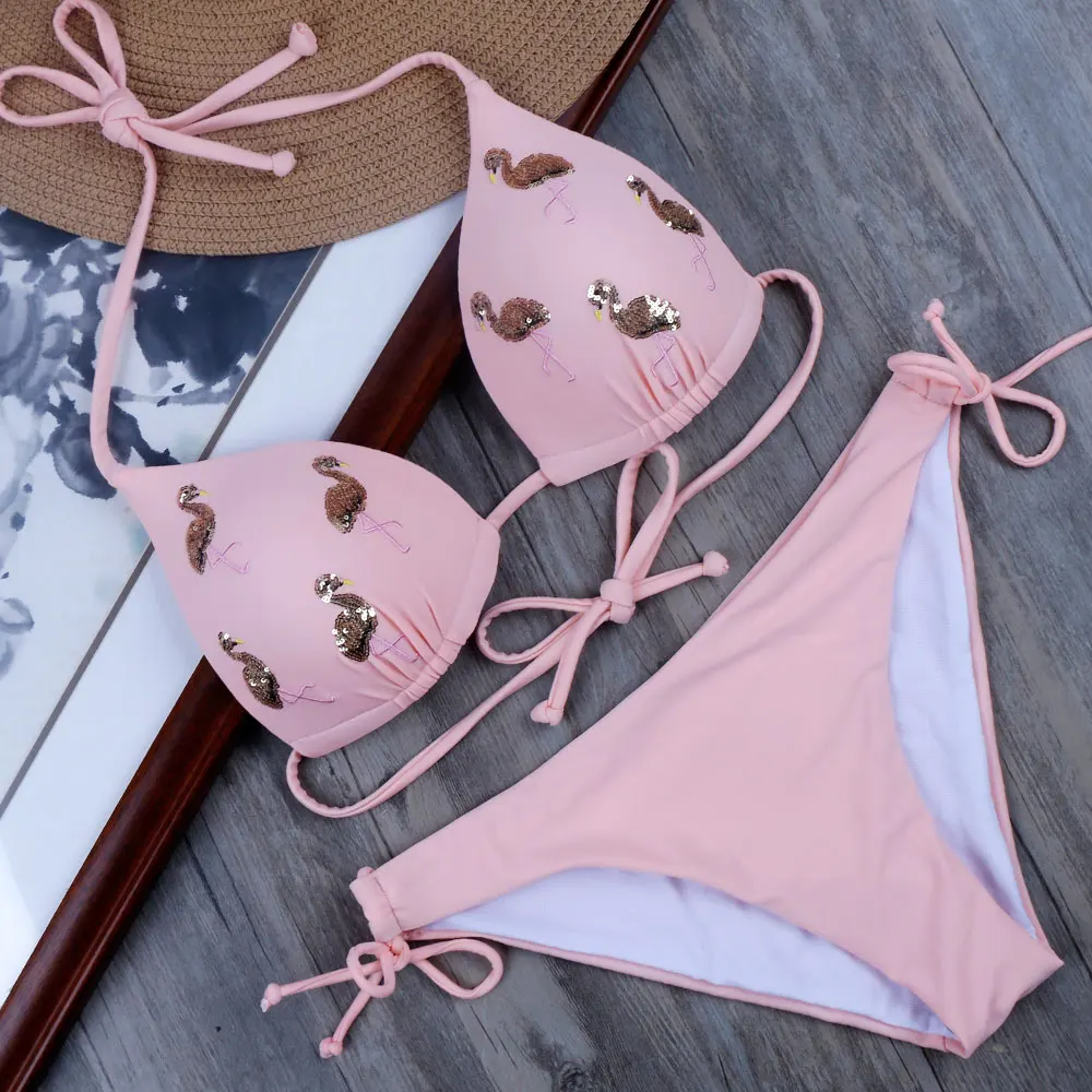 Бикини пуш ап женское с блестками батальных размеров 2020|Купальники| |