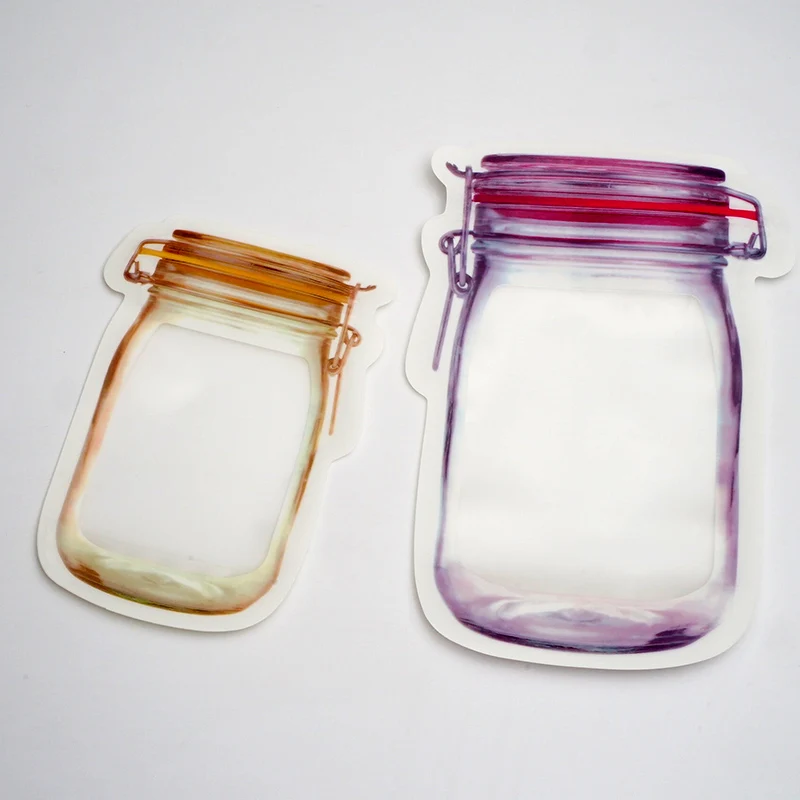 

Reusable Mason Jar Bottles Bags Nuts Candy Cookies Bag Seal Fresh Food Storage Snacks Zipper Sealed Kitchen Organizer