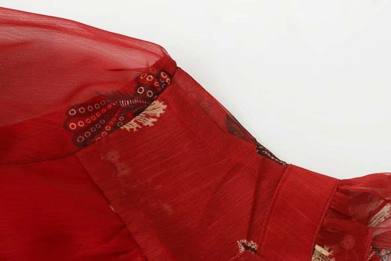 Винтажный шифоновый женский комбинезон с цветочным принтом длинным рукавом и