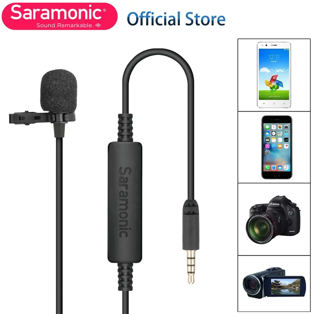 Микрофон Saramonic 20 футов петличный микрофон для iPhone 8 8x iPad Sony DV видеокамер Canon Nikon