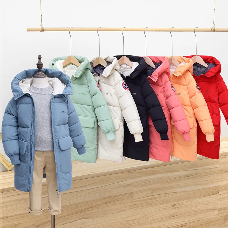 

Пуховое пальто для мальчиков и девочек 3-10 лет, зимнее теплое хлопковое пальто средней длины