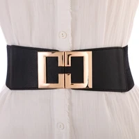 fashion pu elastic wide corset belt for women designer luxury brand buckle waist strap female coat dress waistband girdle black
