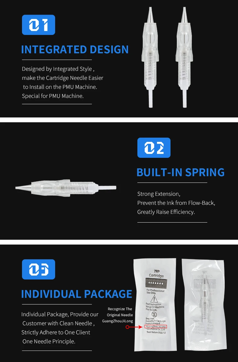 Игла с картриджем 7F для татуажа бровей JiDragon машинка перманентного макияжа губ