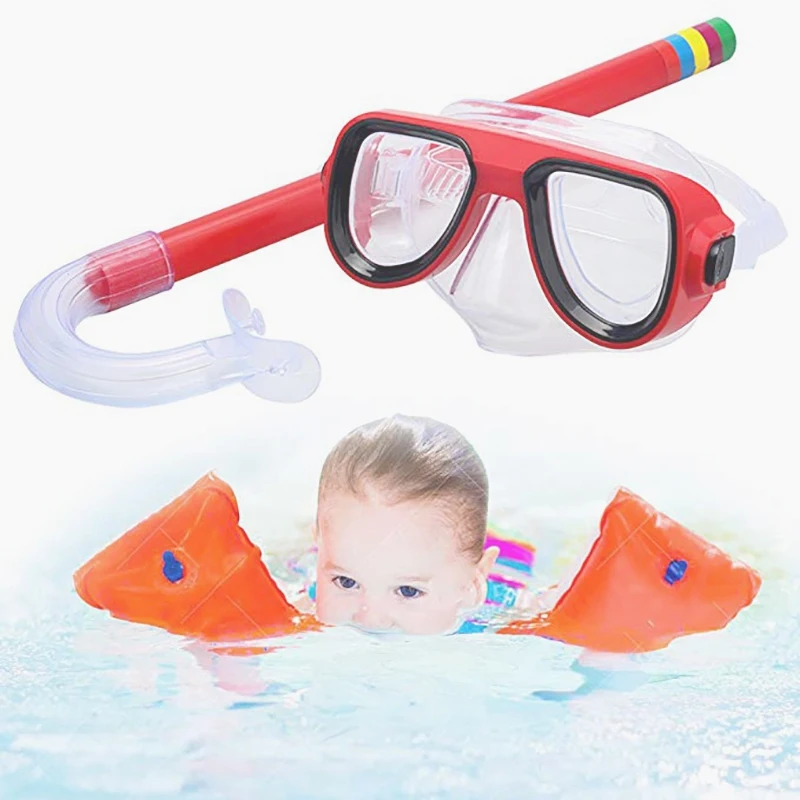 

Anti-fog Swimming Glasses Band Snorkeling glasses Goggle Mask Breathing Tube Shockproof Set Hot 4-color professional Kids Diving