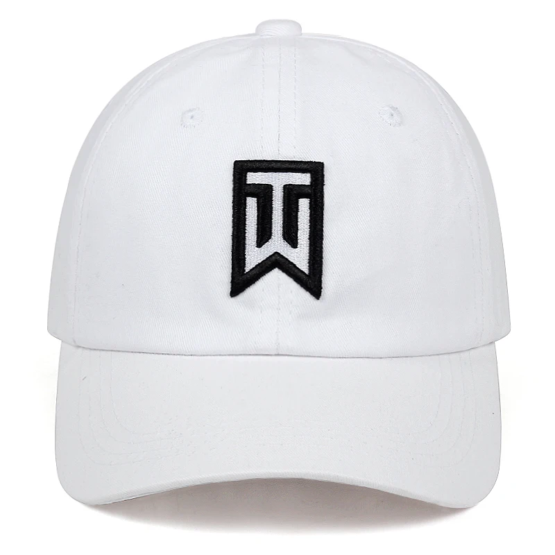 Бейсболка tiger woods Новая мужская и женская хлопчатобумажная бейсболка регулируемые модные бейсболки повседневные Твердые колпаки, шляпы - Цвет: Белый
