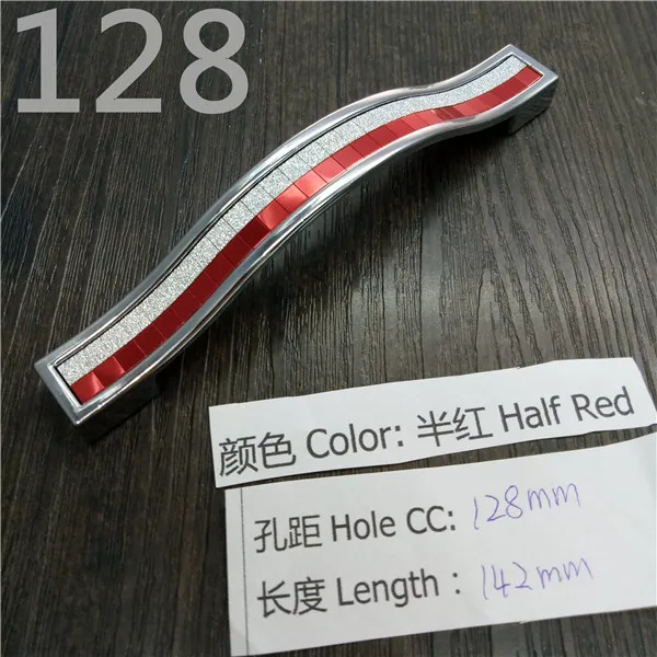 Half Red CC 128mm Кристальная ручка с отверстием CC 96 мм/128 мм серебристо-цветная кристальная Мебельная ручка для шкафа Ручка для выдвижных ящиков дверная ручка кухонная ручка - Цвет: Half Red CC 128mm