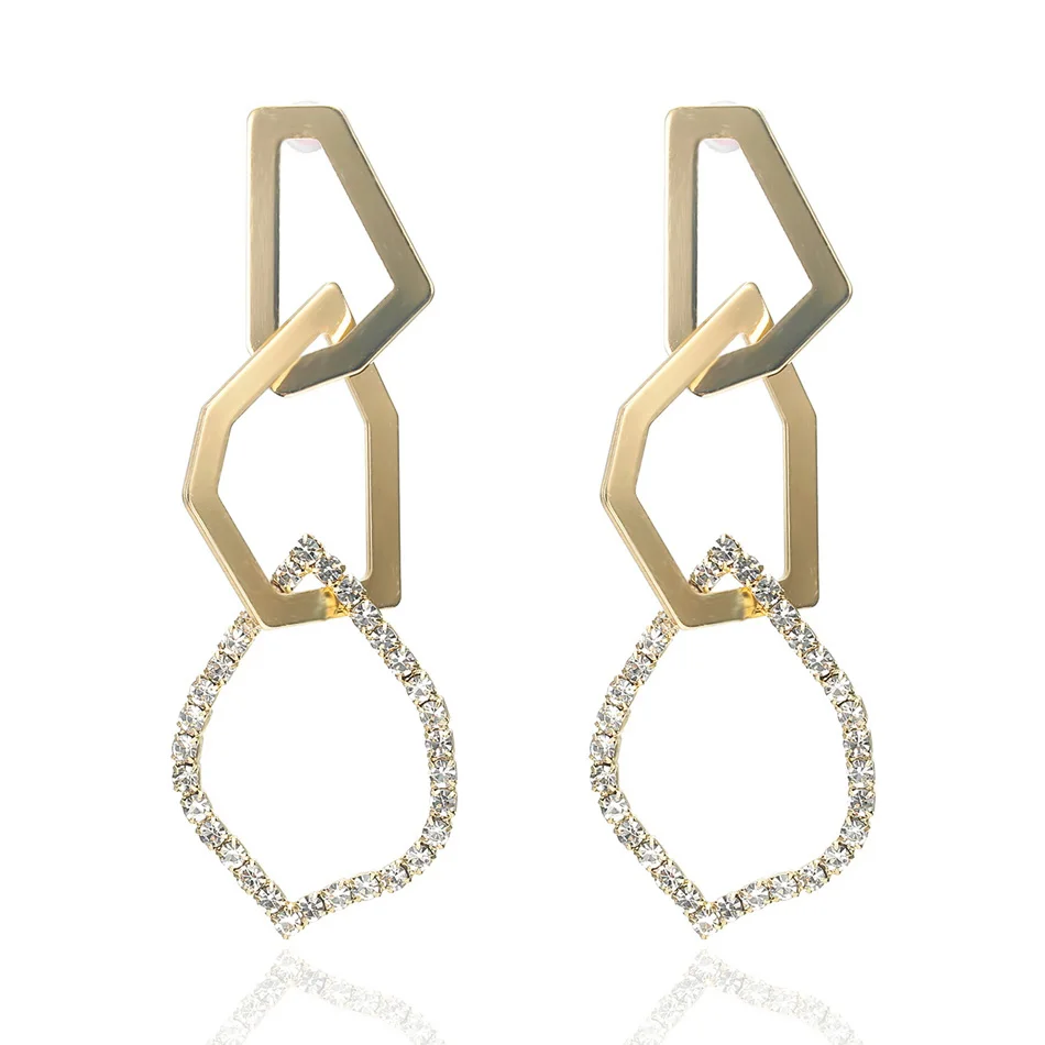 Match-Right Trendy Earrings for Women Geometric/Long/Big/Korean/Gold/Silver/Round/Drop Earrings Fashion Jewelry female yjz8150 - Окраска металла: yjz8150-3