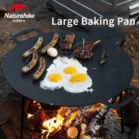 naturehike outdoor 5 3kg large baking pan camping barbecue picnic cast iron cookware frying baking uniform heating barbecue tool