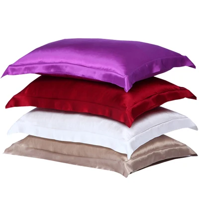 

2pcs Pure Emulation Silk Satin Pillowcase Single Pillow Cover Multicolor 48*74cm