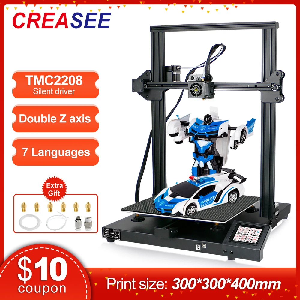 CREASEE PLA Fdm Алюминий рамка 3D принтеры большой Размеры Diy Kit 300x300x400 с 3 5 дюймов