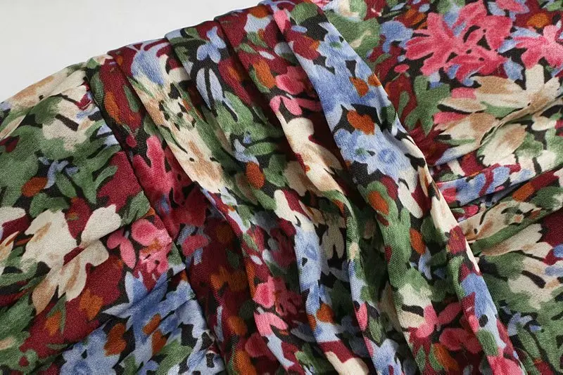 Fashion Women Prairie Chic Multicolor Floral Print Dress Long Sleeve O Neck A-line Mini Dress Autumn vestido OZZ9369　