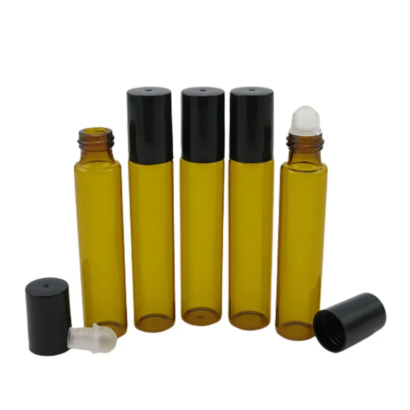 

50pcs x 10ml amber roll on roller bottles for essential oils roll-on refillable perfume bottle deodorant containers