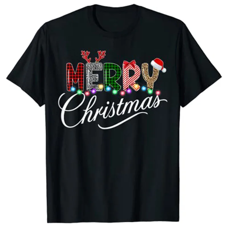 

Merry Christmas Leopard Buffalo Red Plaid for Men Women T-Shirt Tops