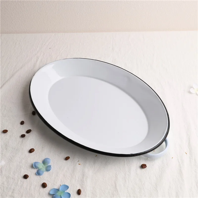 37.5cm American Enamel Oval Binaural Tray Thickened Fruit Plate Dinner | Дом и сад