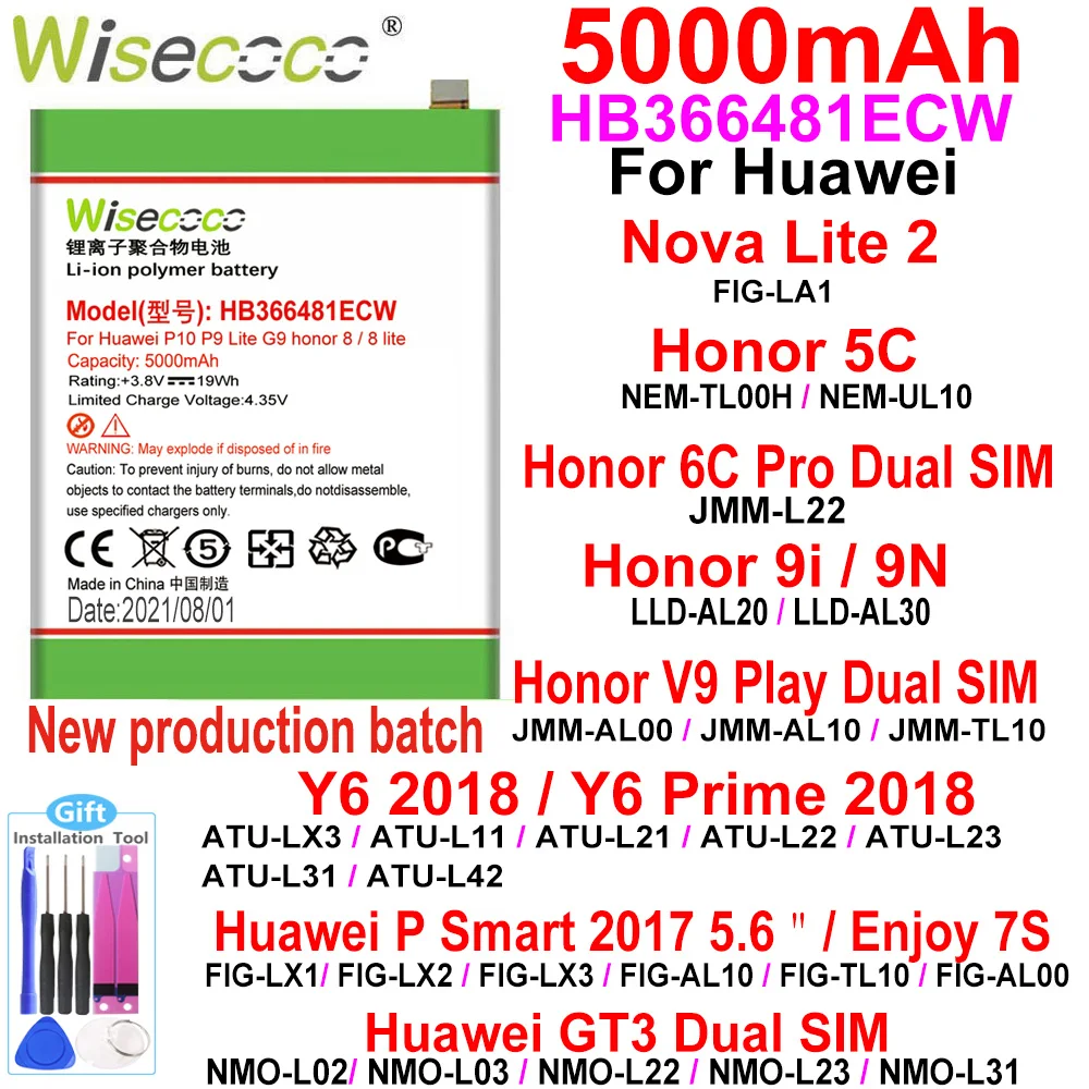 

NEW High Capacity HB366481ECW Battery For Huawei GT3 Dual SIM Honor 5C Mobile Phone+Tracking Number+Gift tools