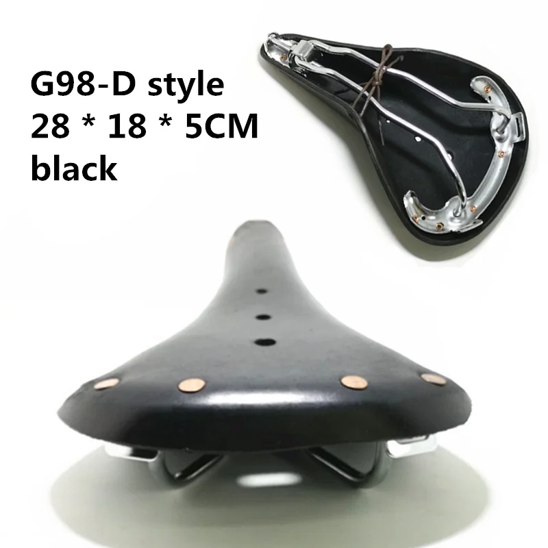 

G98-D MTB Retro Vintage Bicycle Saddle Pure Cowhide Leather Road Bike Mountain Cushion Cycling Saddle Bike Seat 28*17*5CM
