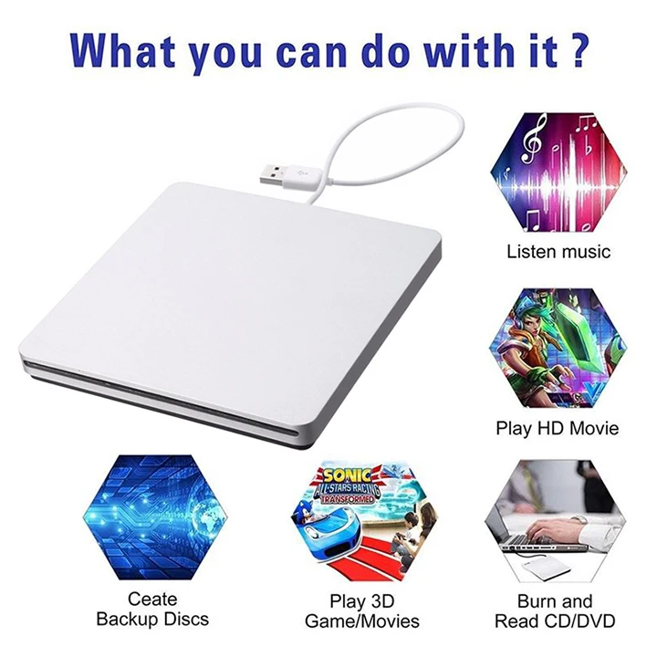 Внешний DVD/CD RW привод горелки оптический USB2.0 DVD писатель рекордер CD/DVD rom плеер для ноутбука Настольный Macbook Pro с Windows