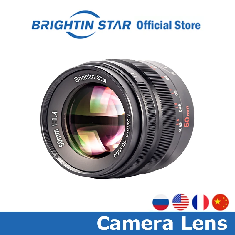 

Brightin Star 50 мм F1.4 большая диафрагма с фиксированным фокусом зеркальная камера портретный объектив для Canon Sony Fujifilm M4 / 3 Nikon z объектив yongnuo