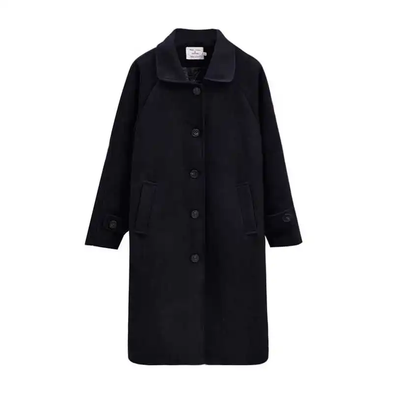 

ICCLEK European station cashmere mid-length woolen coat women 2020 autumn and winter new women's western style woolen coat T