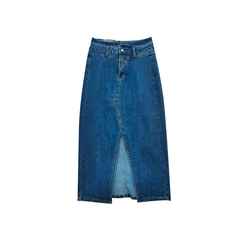 

Angko split high waisted irregular denim skirt for women with thin personality and versatile elastic skirt