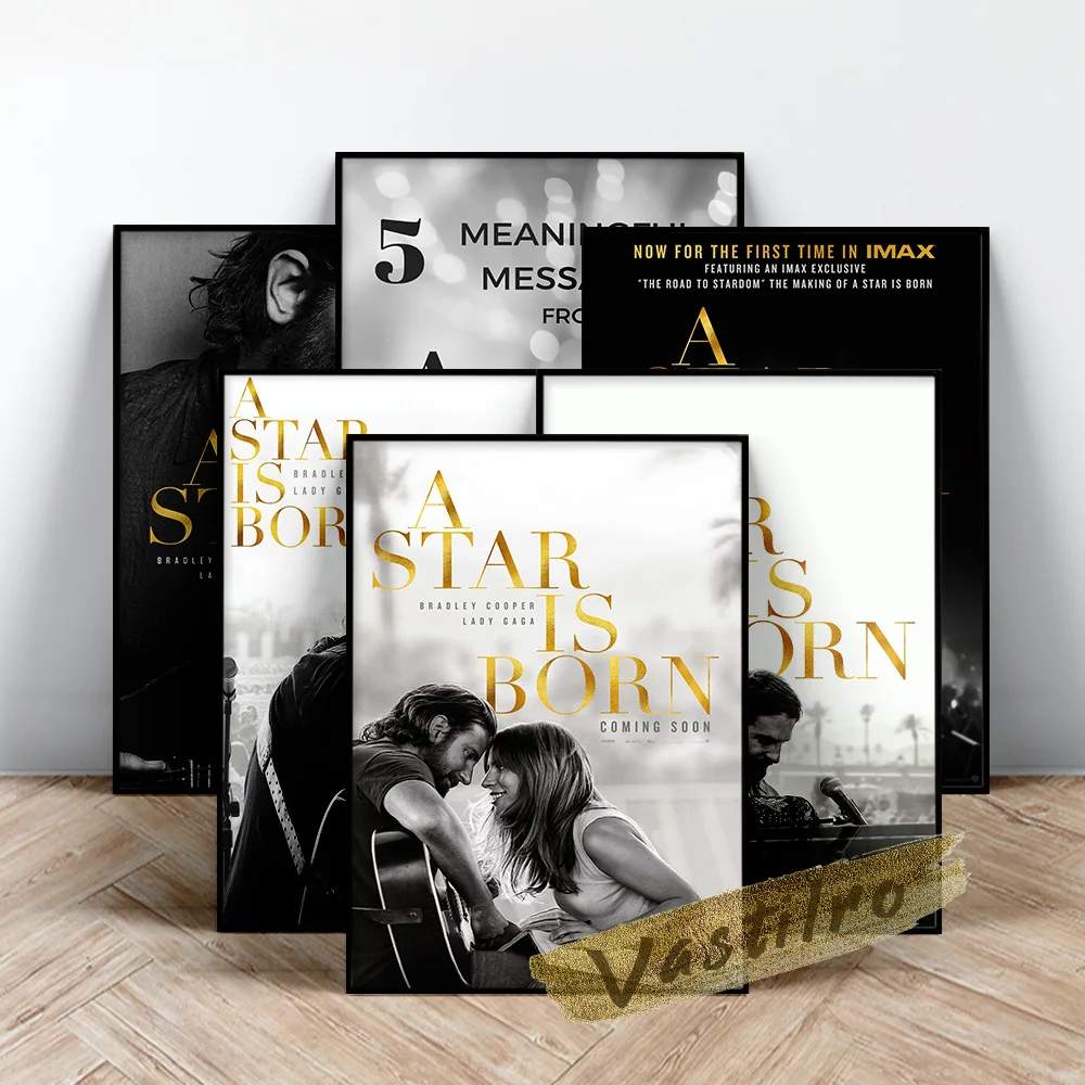 

Hot Movie A Star Is Born Poster, Song Dance Love Film Wall Art, Black White Movie Star Wall Picture, Film Character Prints Art
