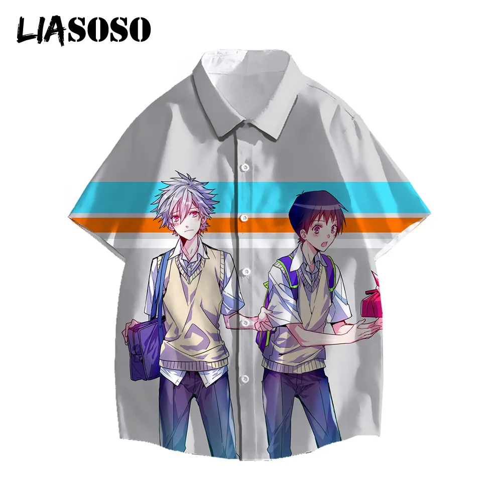 

LIASOSO New Arrival Men's Shirts Women Men Hawaiian Camicias Casual Wild Shirts Anime Evangelion 3D Printed Short-Sleeve Tops