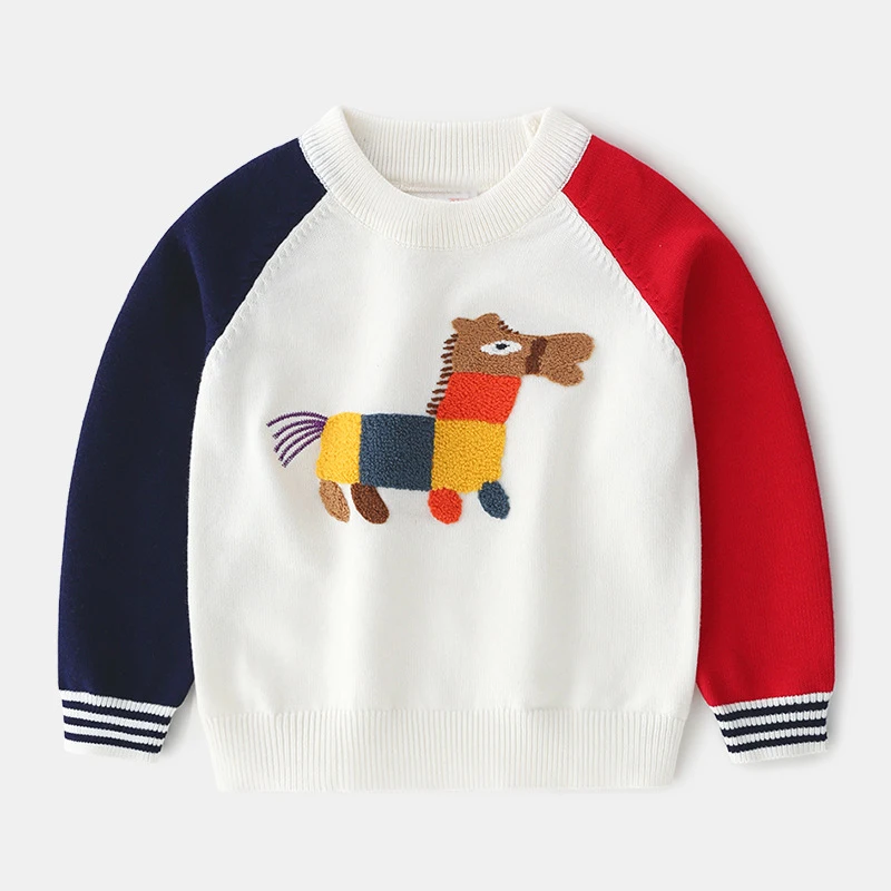 Welaken/Детский свитер с длинными рукавами и круглым вырезом цветная хлопковая