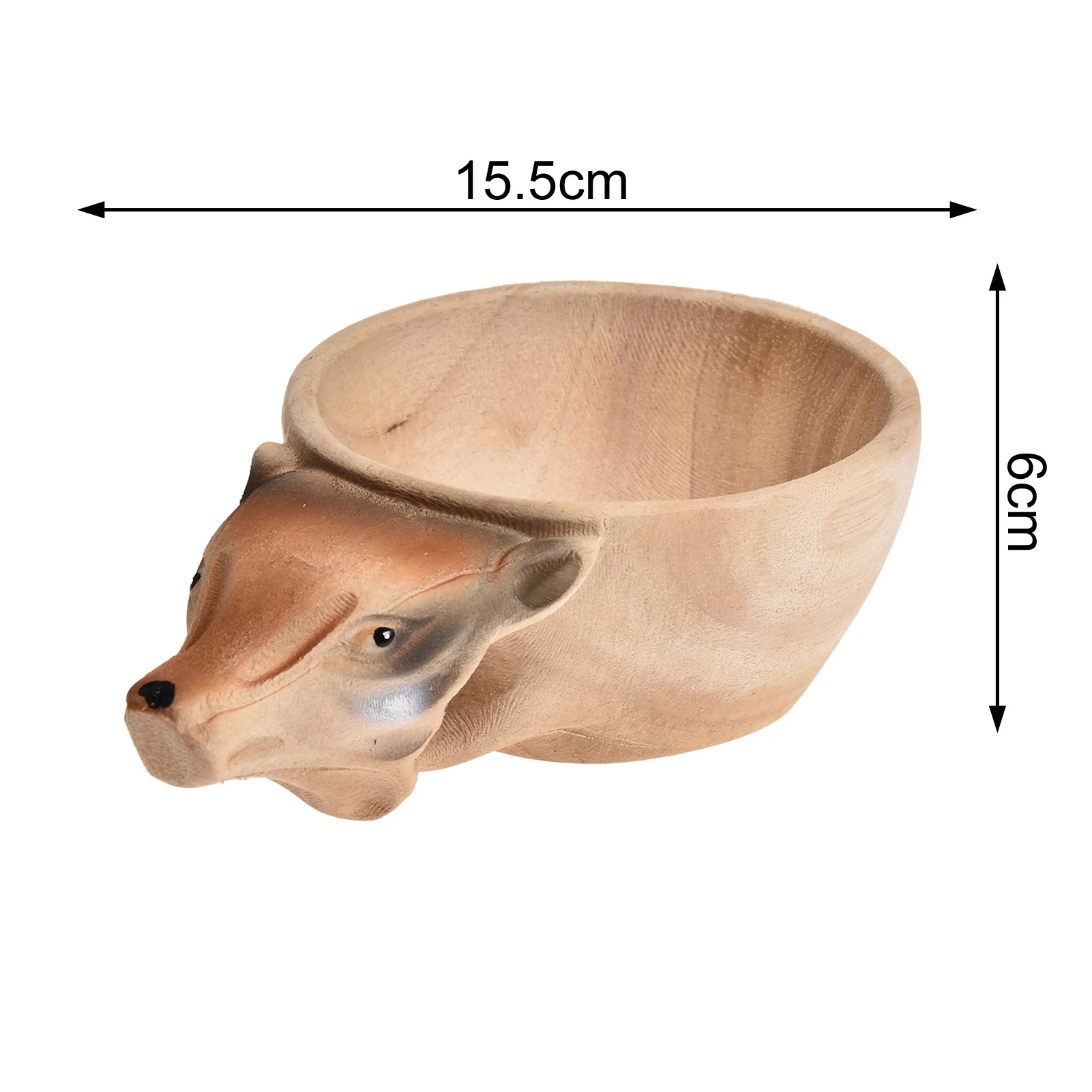 Kuksa-taza de agua de madera de goma, vaso de caf&eacute; de t&eacute; de la leche con cabeza de Animal tallada a mano, con mango-3