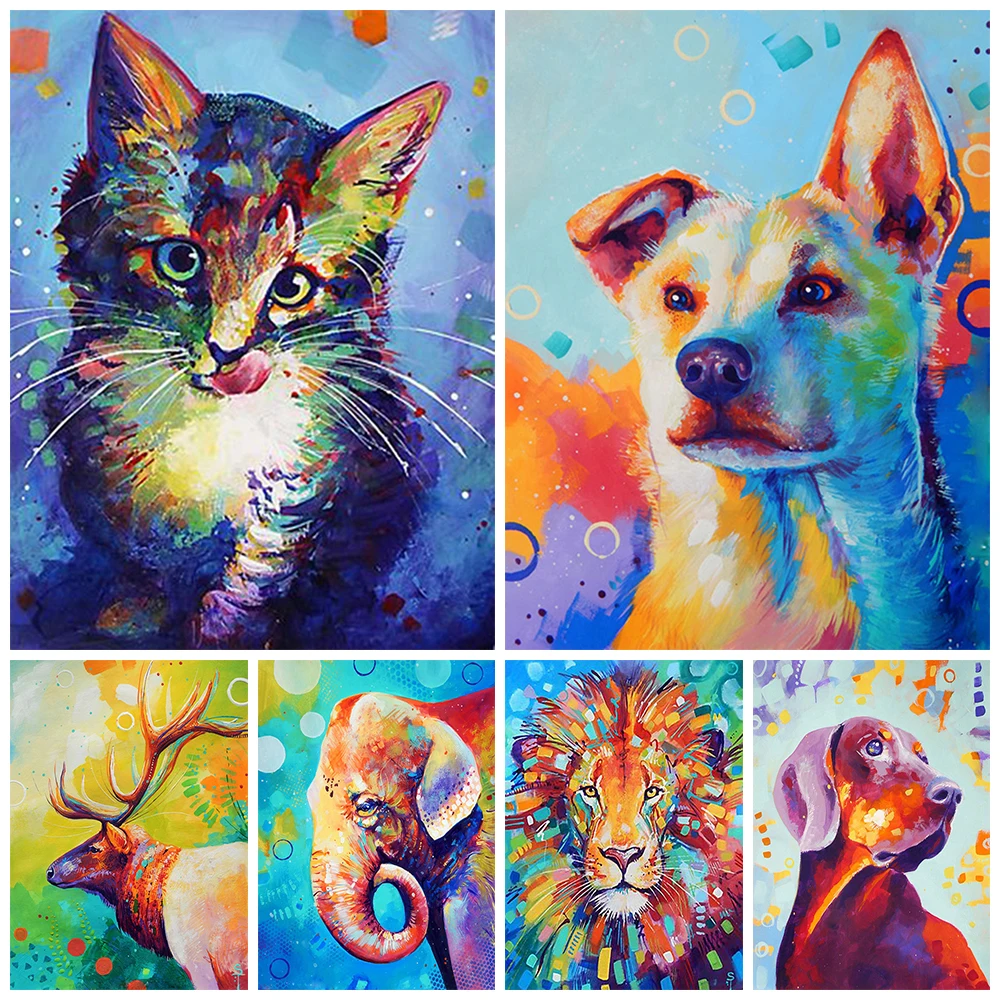 

5D DIY Diamond Painting Dog Wolf Fox Zebra Tiger Lion Elephant Lovely Animal Mosaic Art Picture Rhinestone Home Decoration